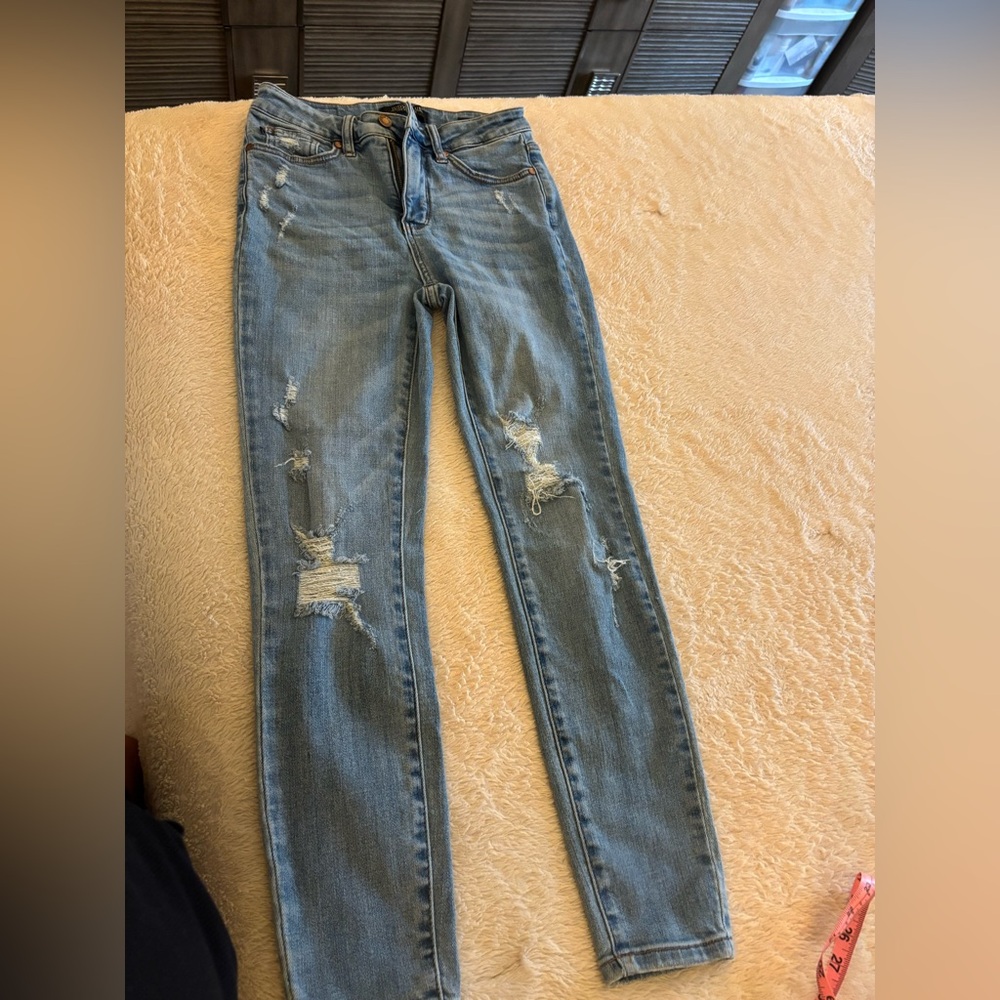 Judy Blue Skinny Distressed Blue Jeans